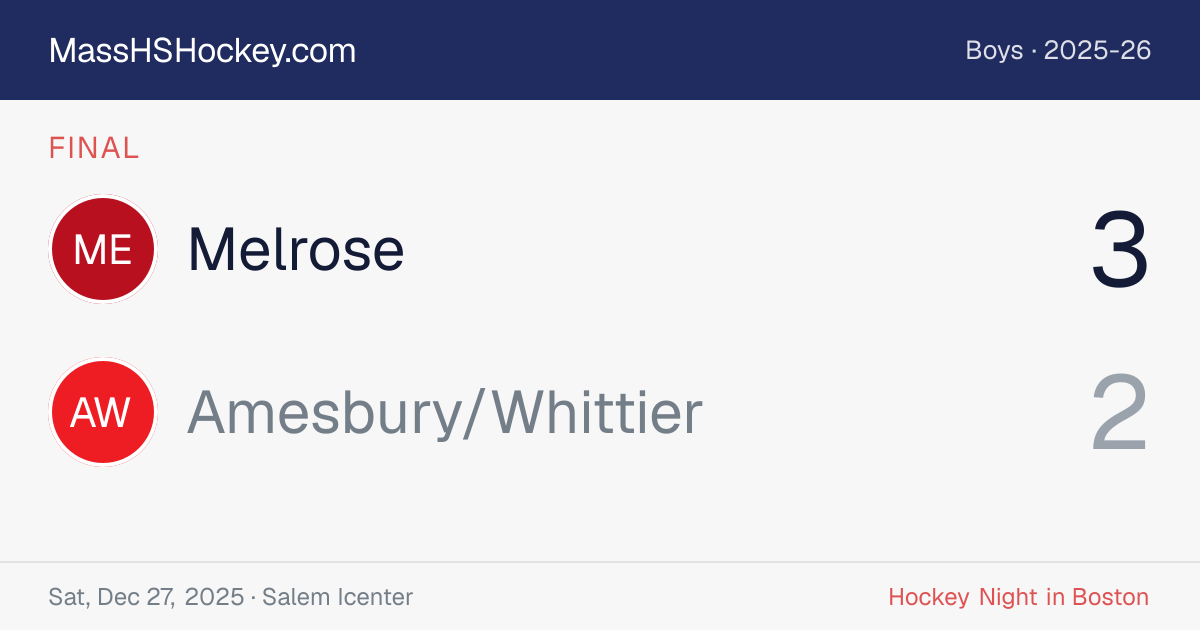 Melrose at Amesbury/Whittier score card