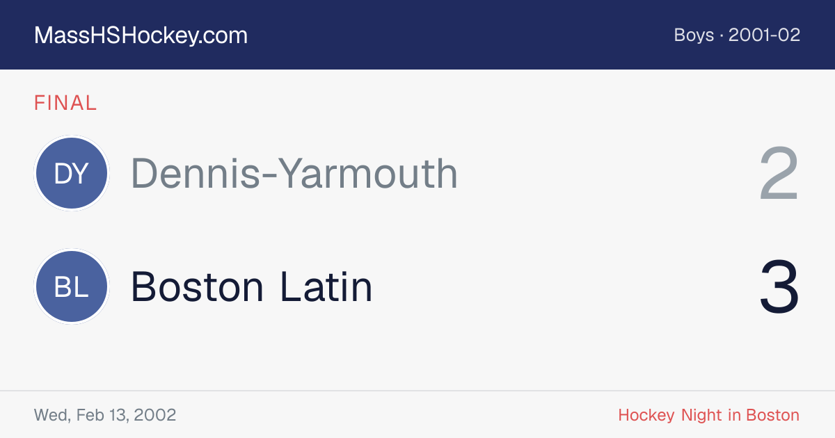 Dennis-Yarmouth at Boston Latin score card