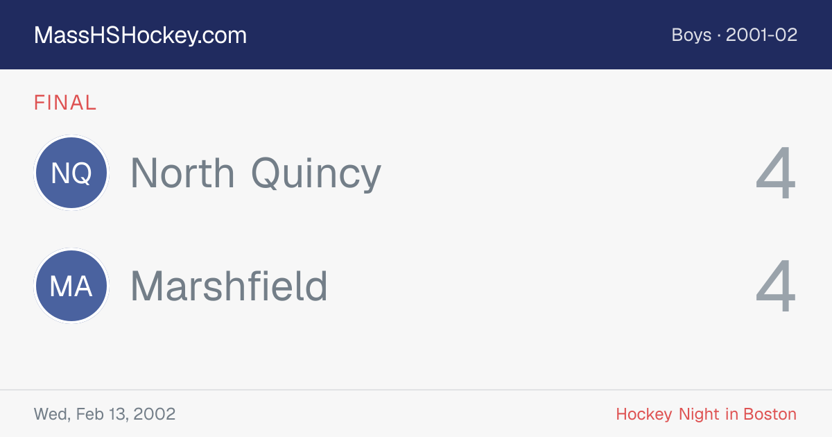 North Quincy at Marshfield score card