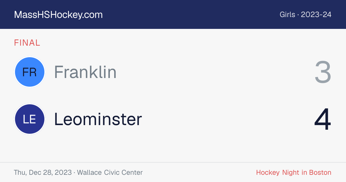 Franklin at Leominster score card