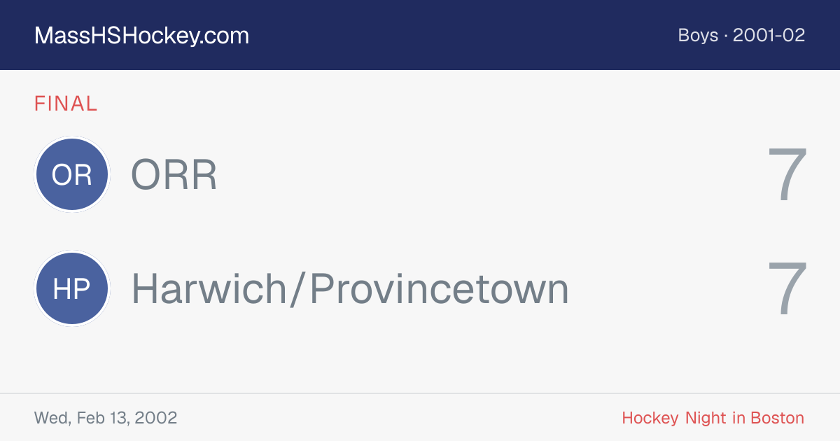 ORR at Harwich/Provincetown score card