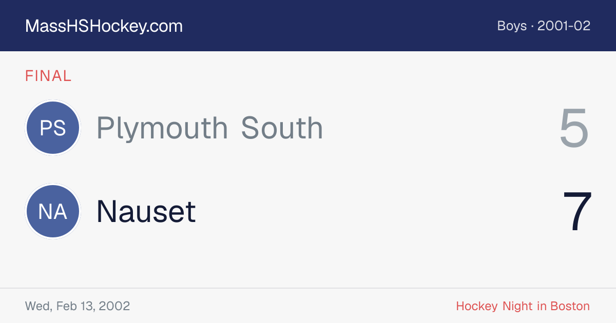 Plymouth South at Nauset score card