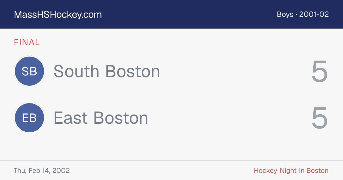 South Boston at East Boston score card
