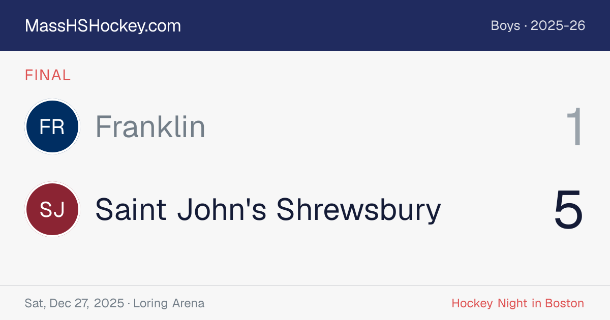 Franklin at Saint John's Shrewsbury score card