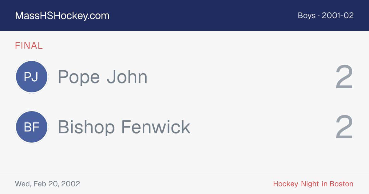 Pope John at Bishop Fenwick score card