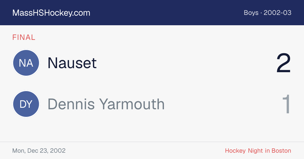 Nauset at Dennis Yarmouth score card