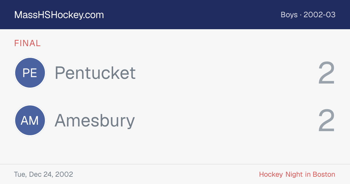 Pentucket at Amesbury score card