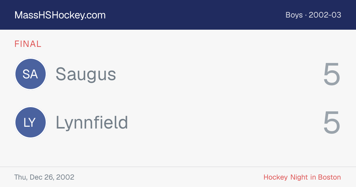 Saugus at Lynnfield score card
