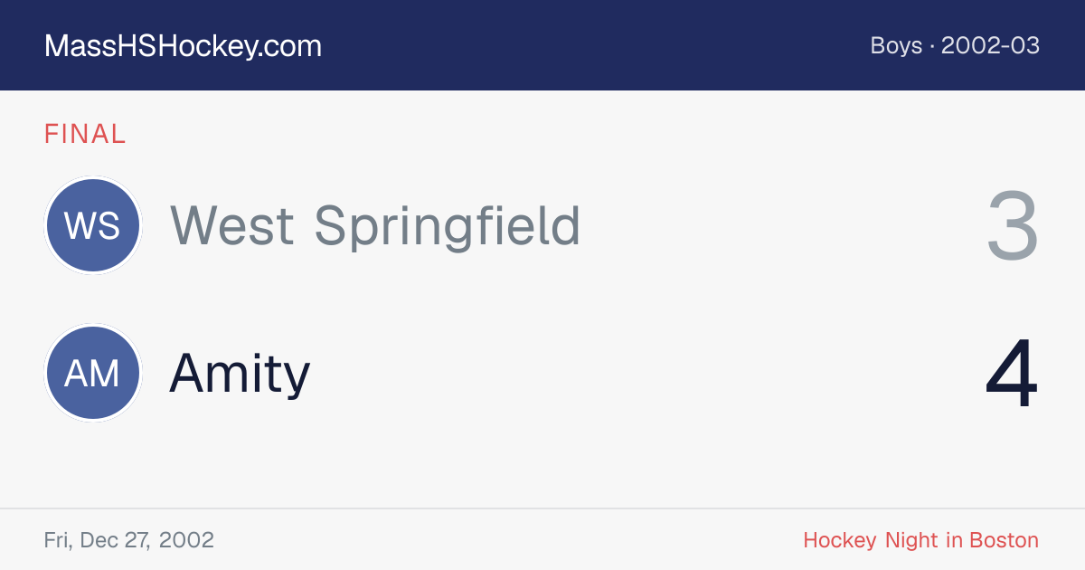 West Springfield at Amity score card