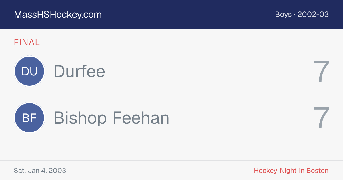 Durfee at Bishop Feehan score card