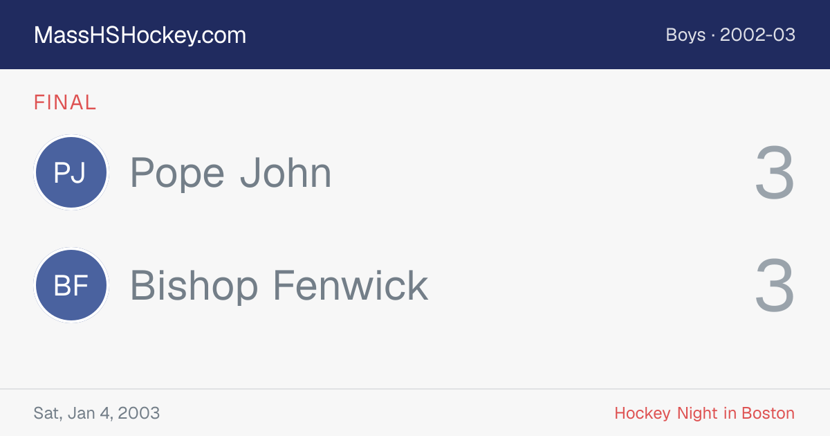 Pope John at Bishop Fenwick score card
