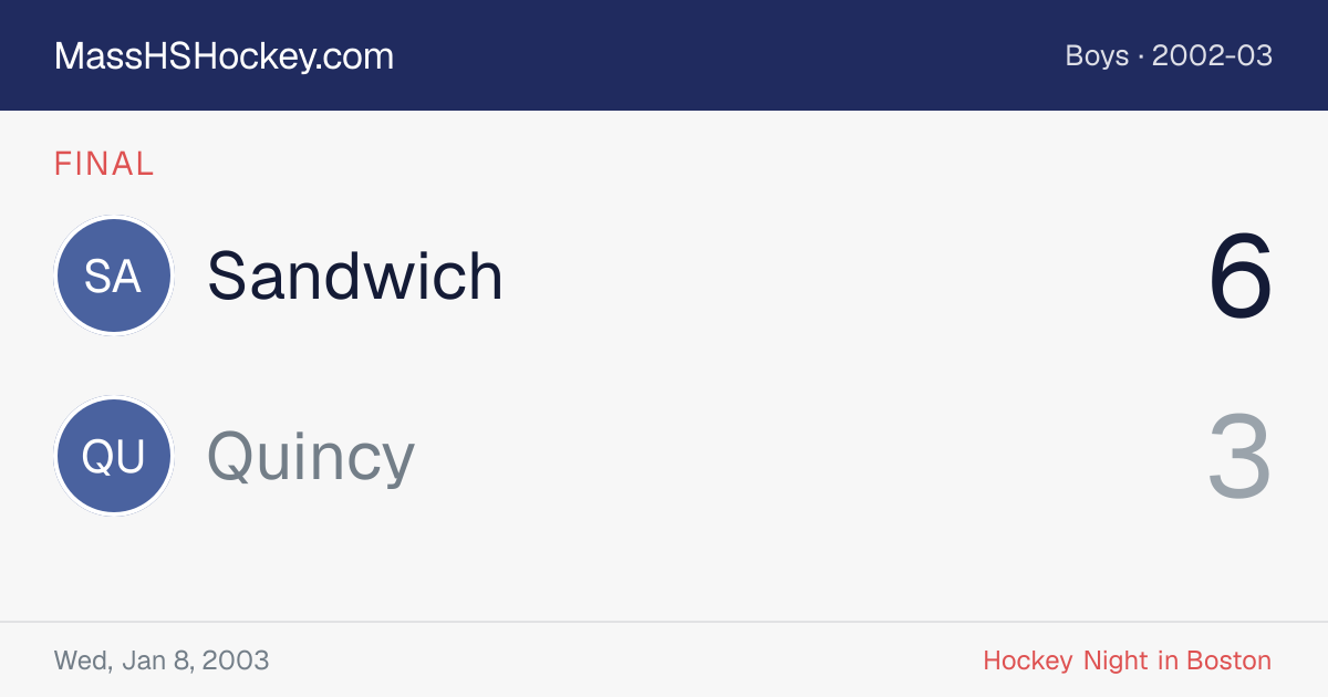 Sandwich at Quincy score card