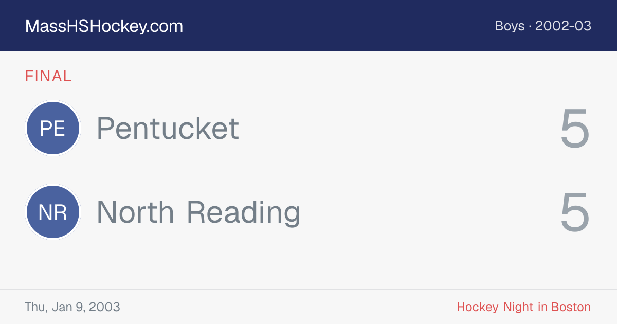 Pentucket at North Reading score card