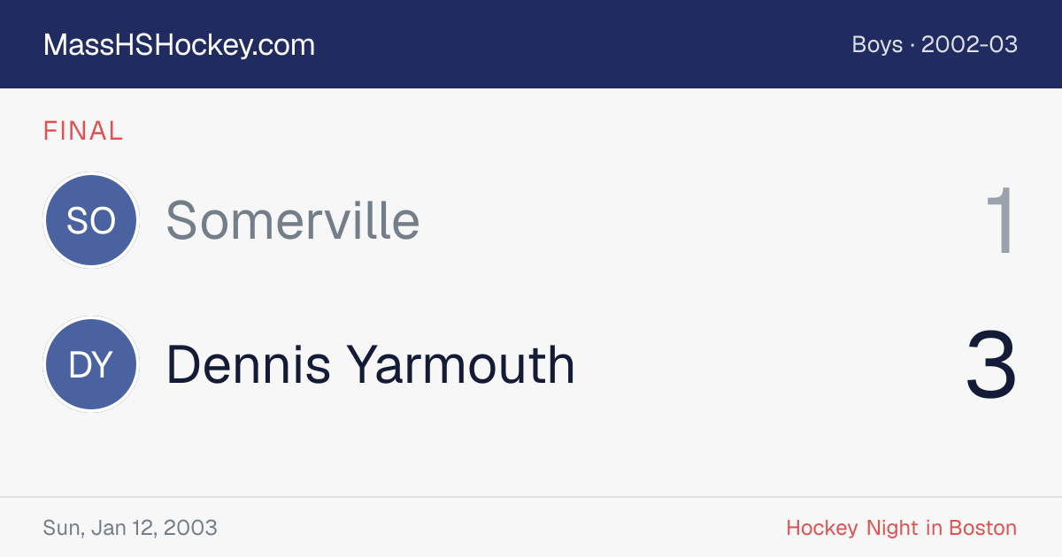 Somerville at Dennis Yarmouth score card
