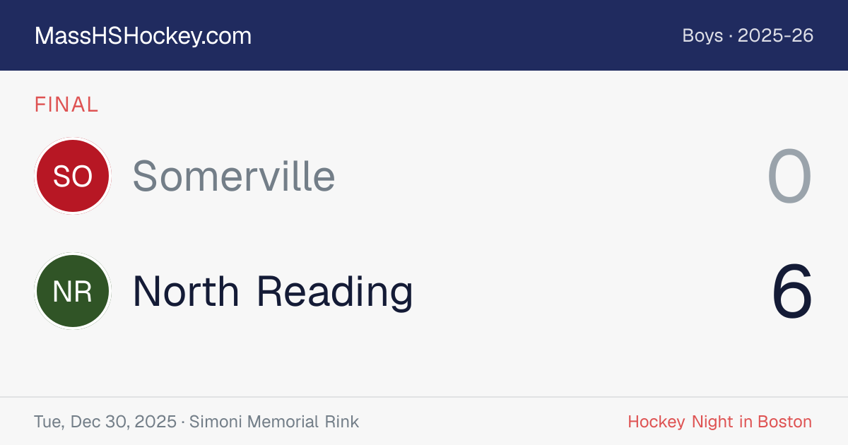 Somerville at North Reading score card