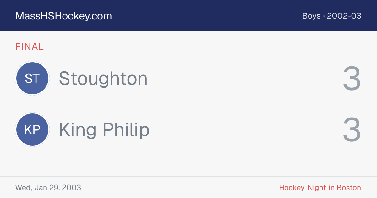 Stoughton at King Philip score card