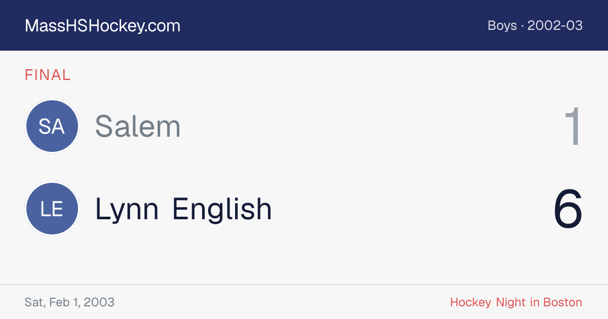 Salem at Lynn English score card