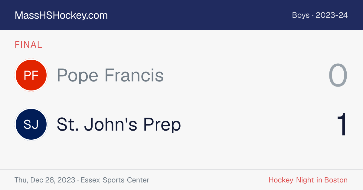 Pope Francis at St. John's Prep score card