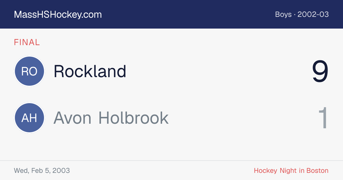 Rockland at Avon Holbrook score card