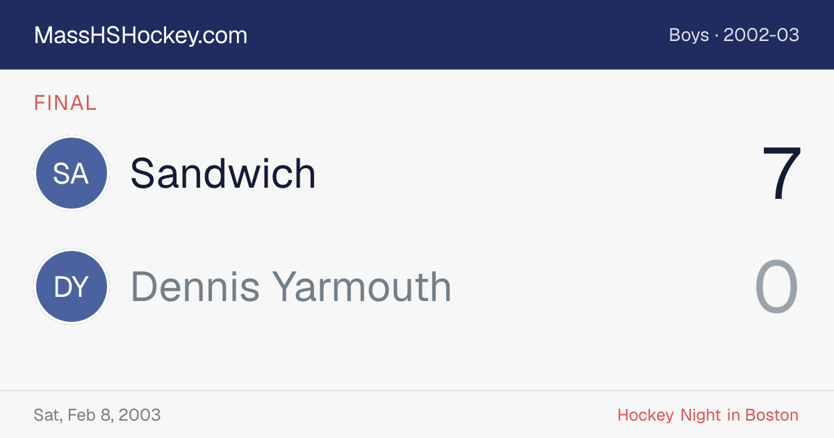 Sandwich at Dennis Yarmouth score card
