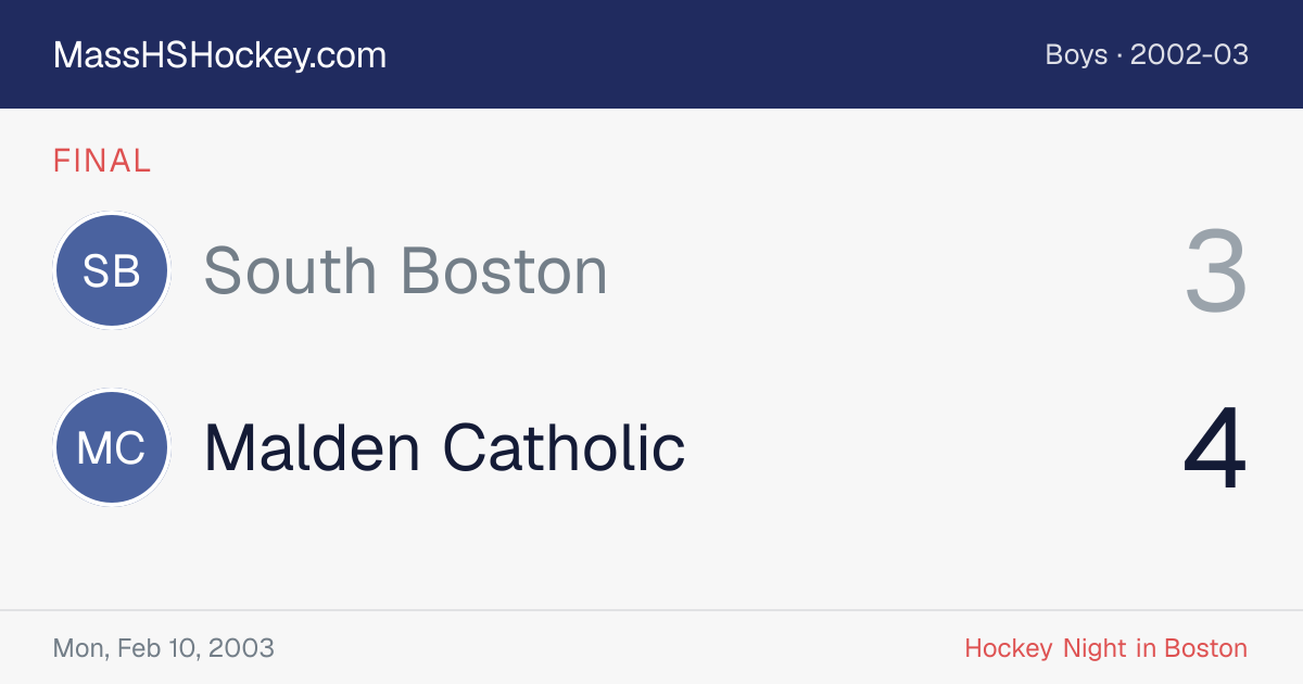 South Boston at Malden Catholic score card