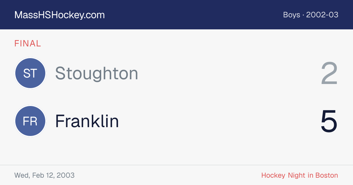 Stoughton at Franklin score card