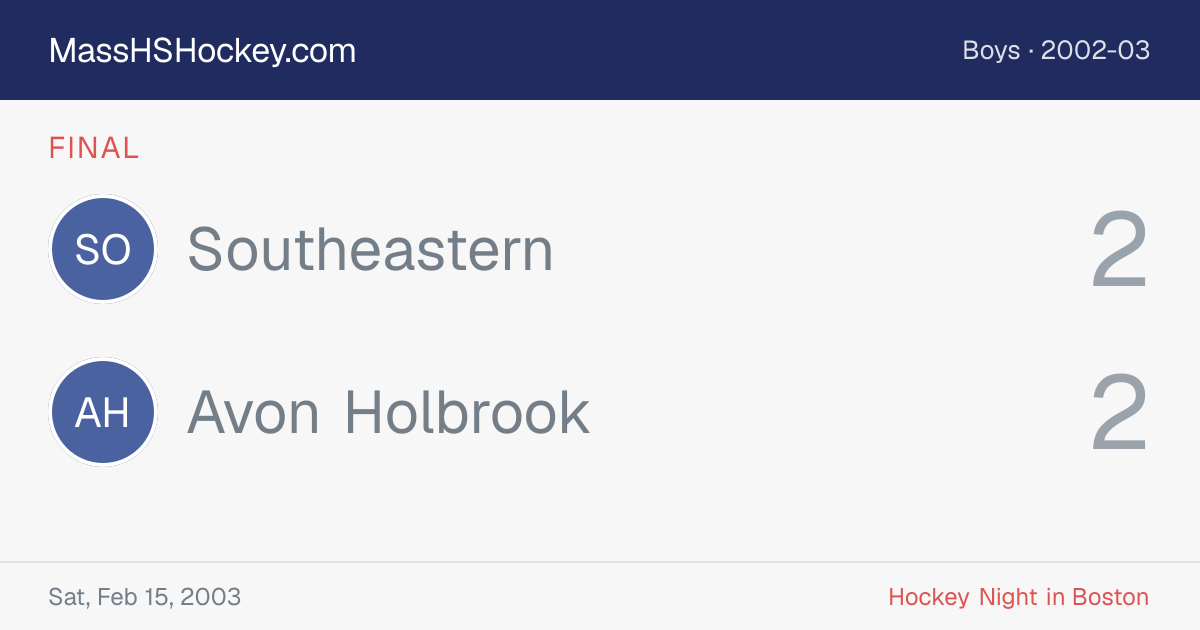 Southeastern at Avon Holbrook score card