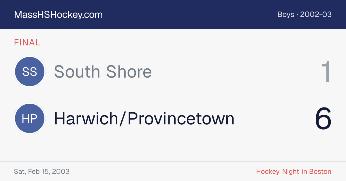South Shore at Harwich/Provincetown score card