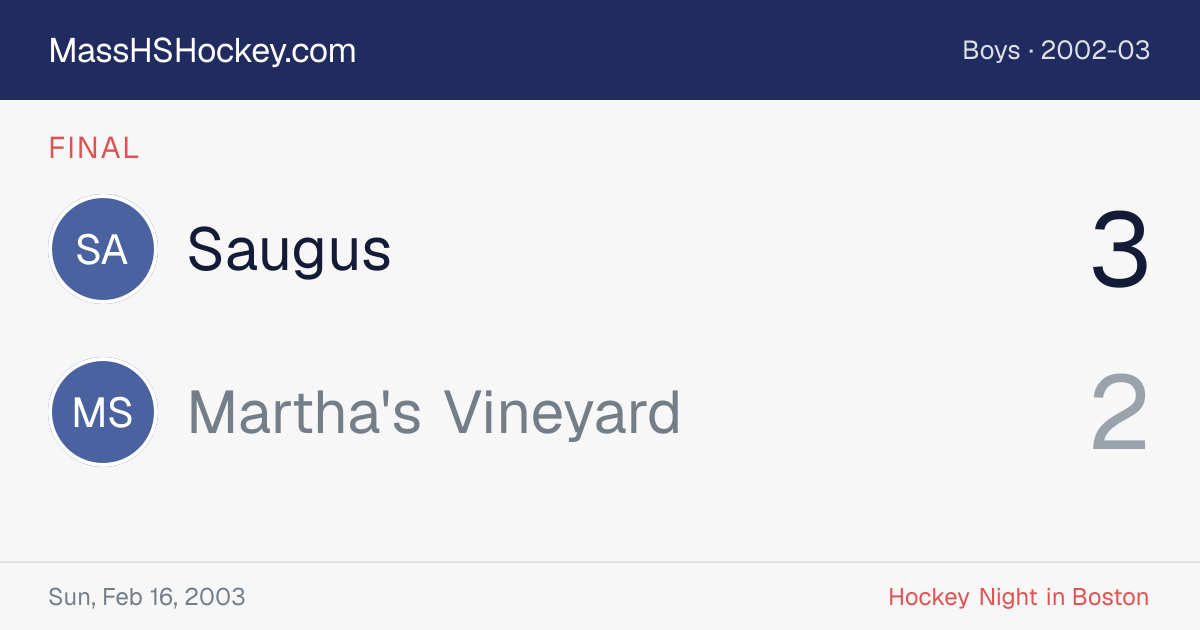 Saugus at Martha's Vineyard score card