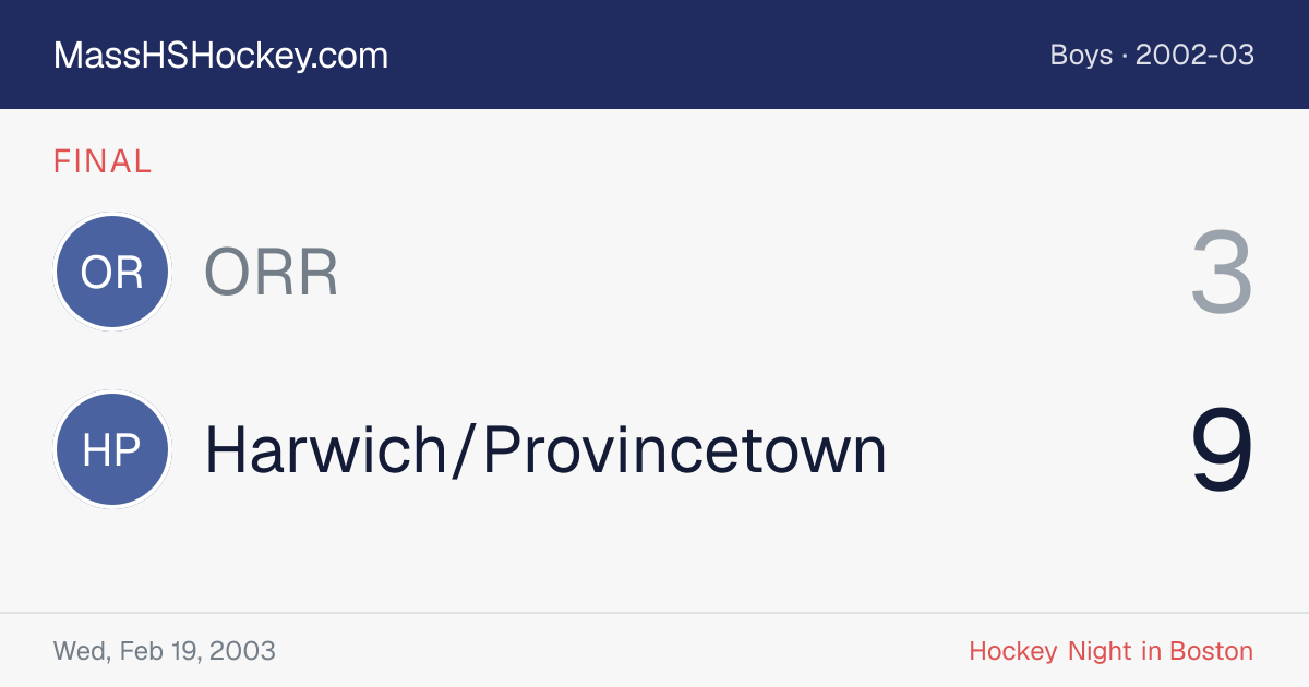 ORR at Harwich/Provincetown score card
