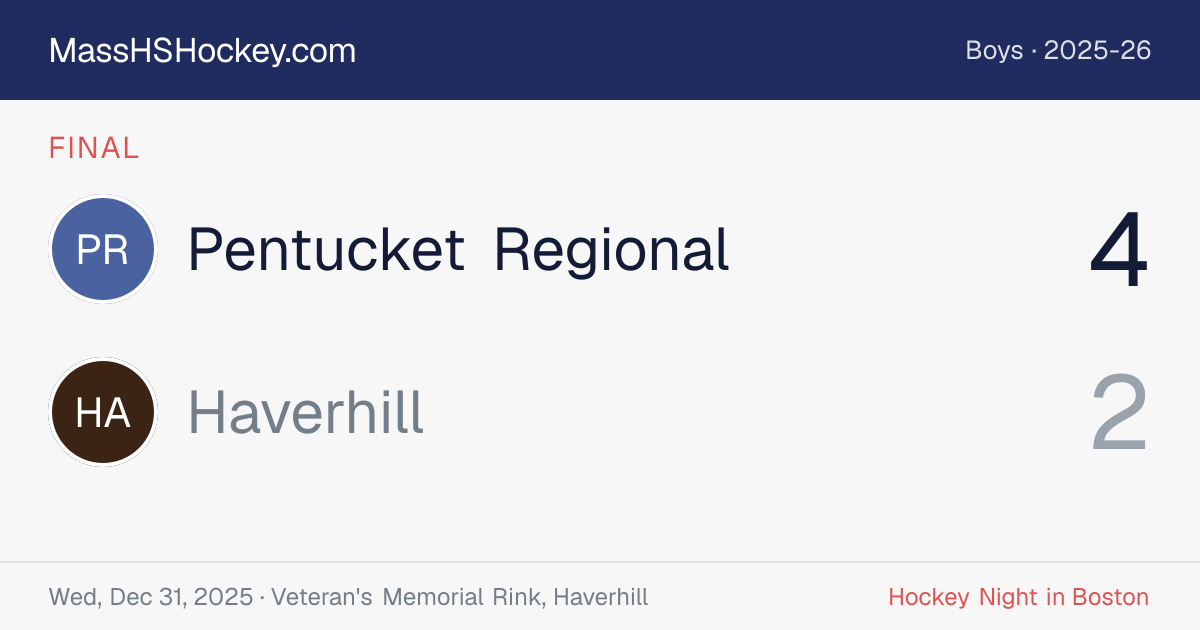 Pentucket Regional at Haverhill score card