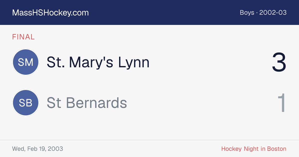 St. Mary's Lynn at St Bernards score card