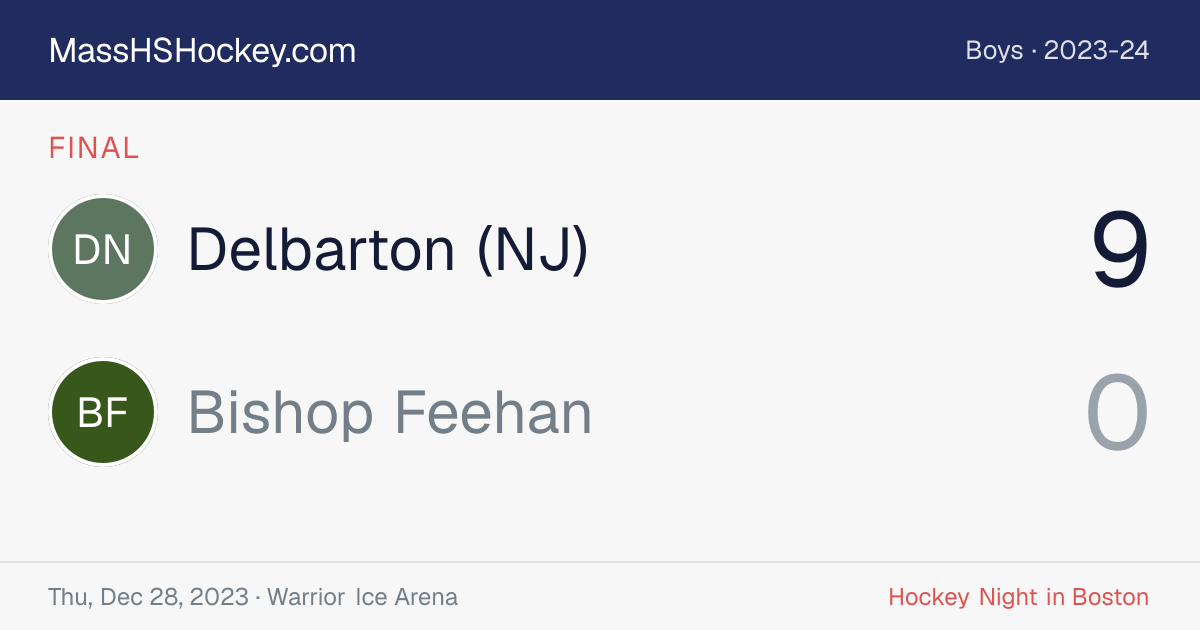 Delbarton (NJ) at Bishop Feehan score card