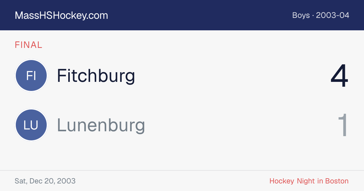 Fitchburg at Lunenburg score card