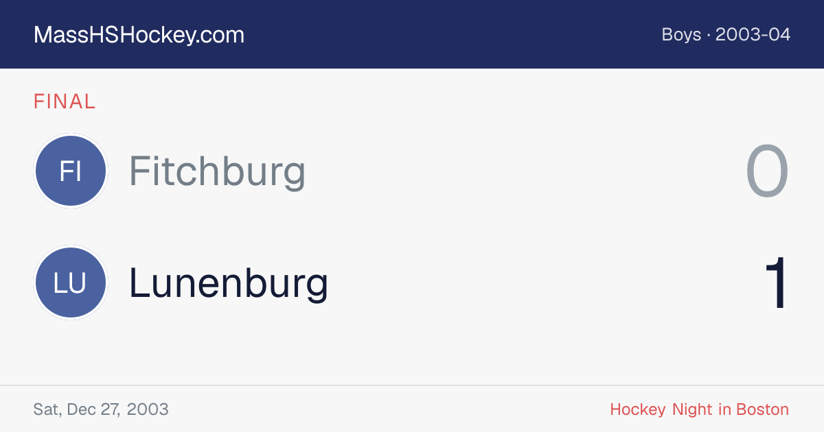 Fitchburg at Lunenburg score card