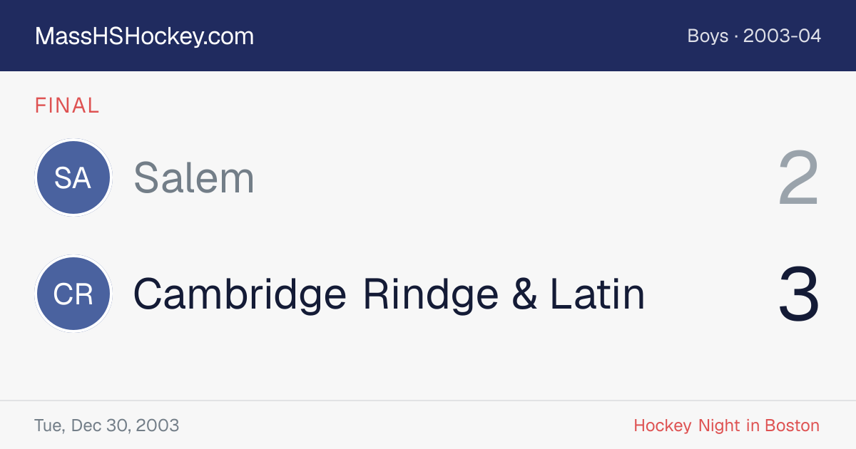 Salem at Cambridge Rindge & Latin score card