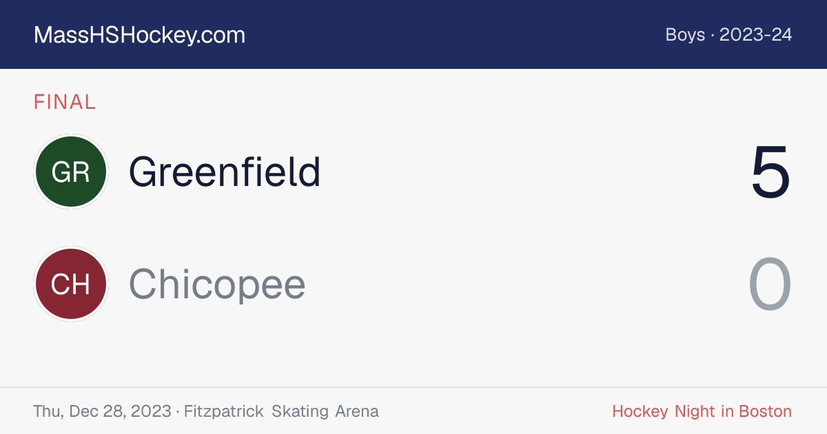 Greenfield at Chicopee score card