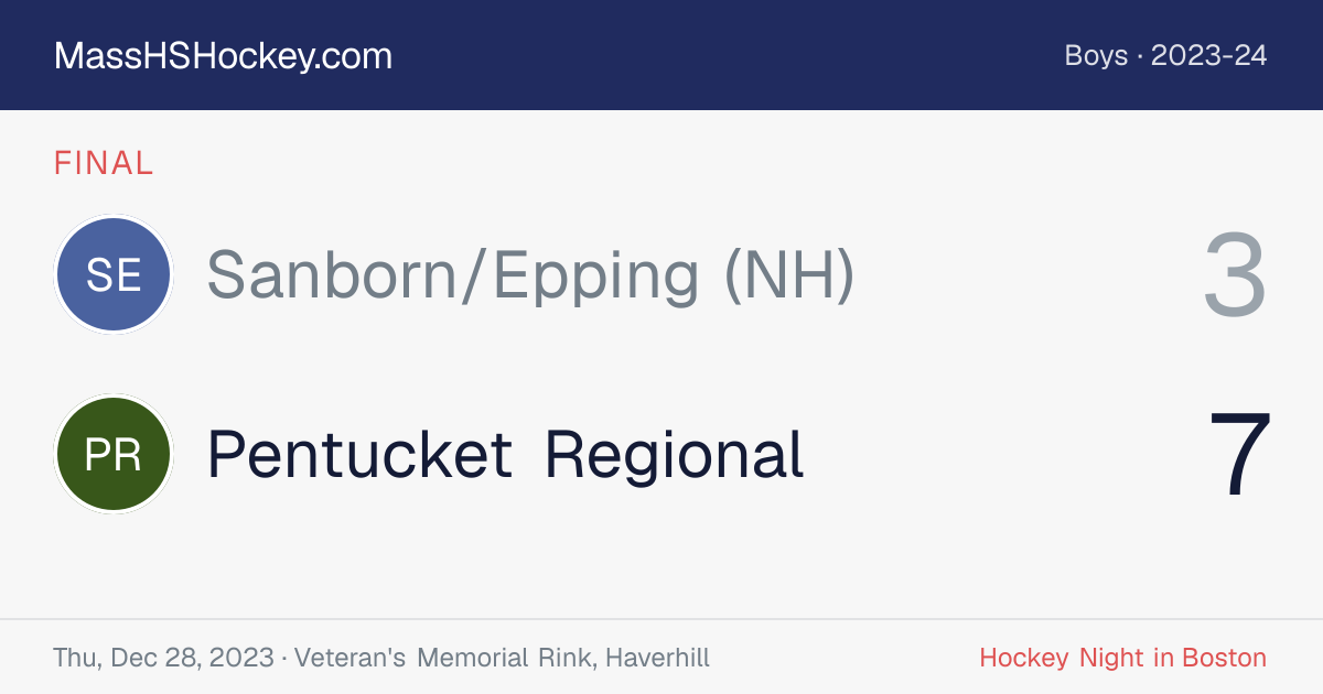 Sanborn/Epping (NH) at Pentucket Regional score card