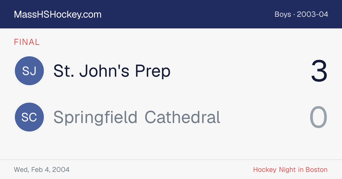 St. John's Prep at Springfield Cathedral score card