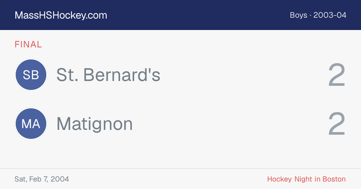 St. Bernard's at Matignon score card