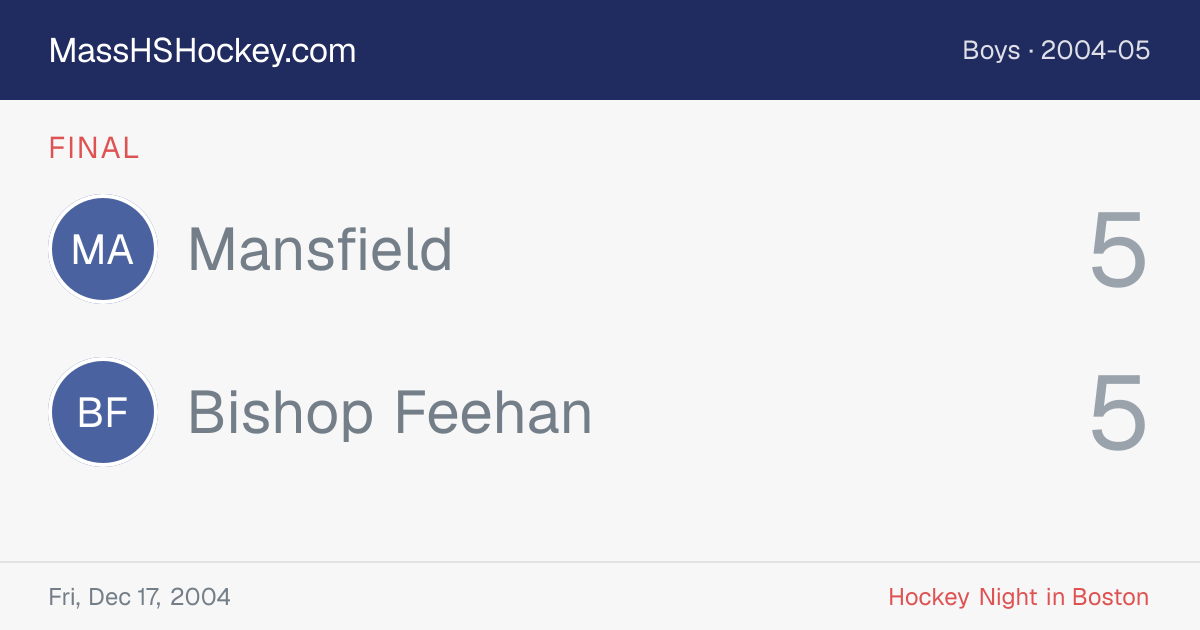Mansfield at Bishop Feehan score card