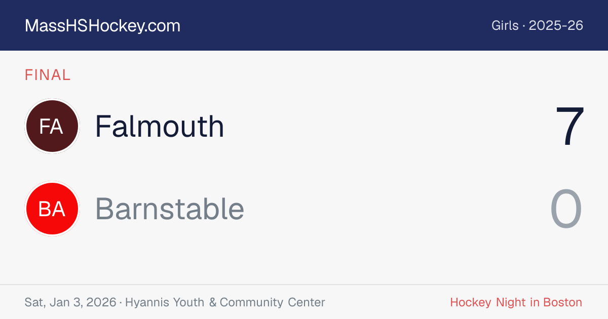Falmouth at Barnstable score card
