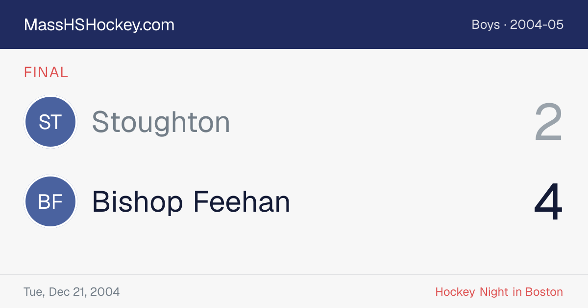 Stoughton at Bishop Feehan score card