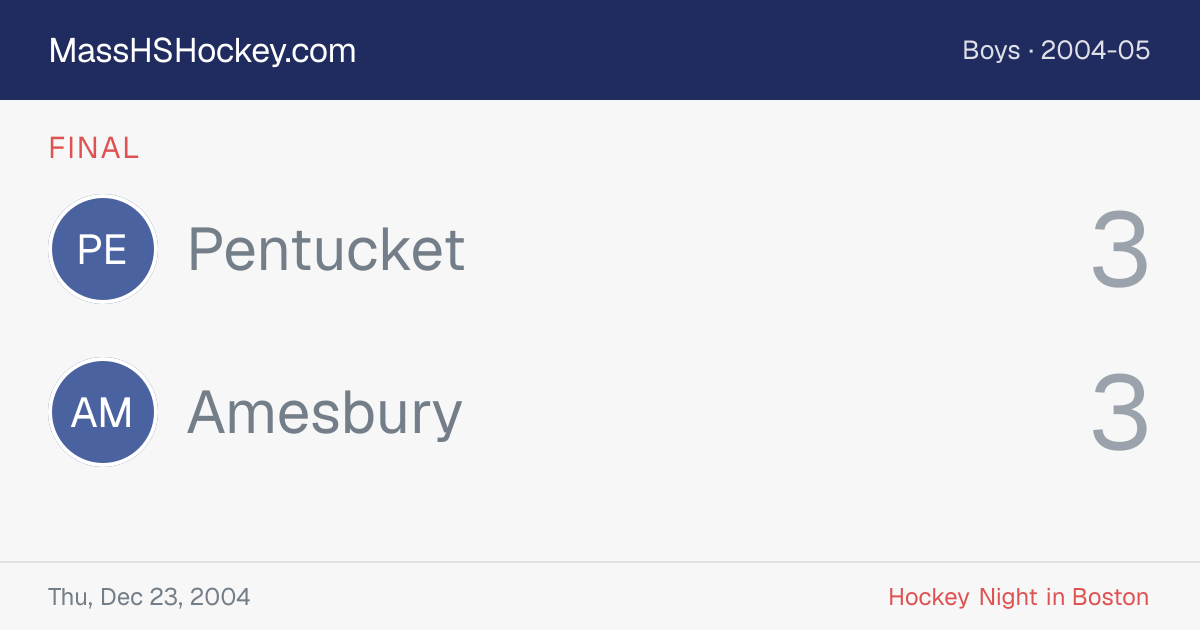 Pentucket at Amesbury score card