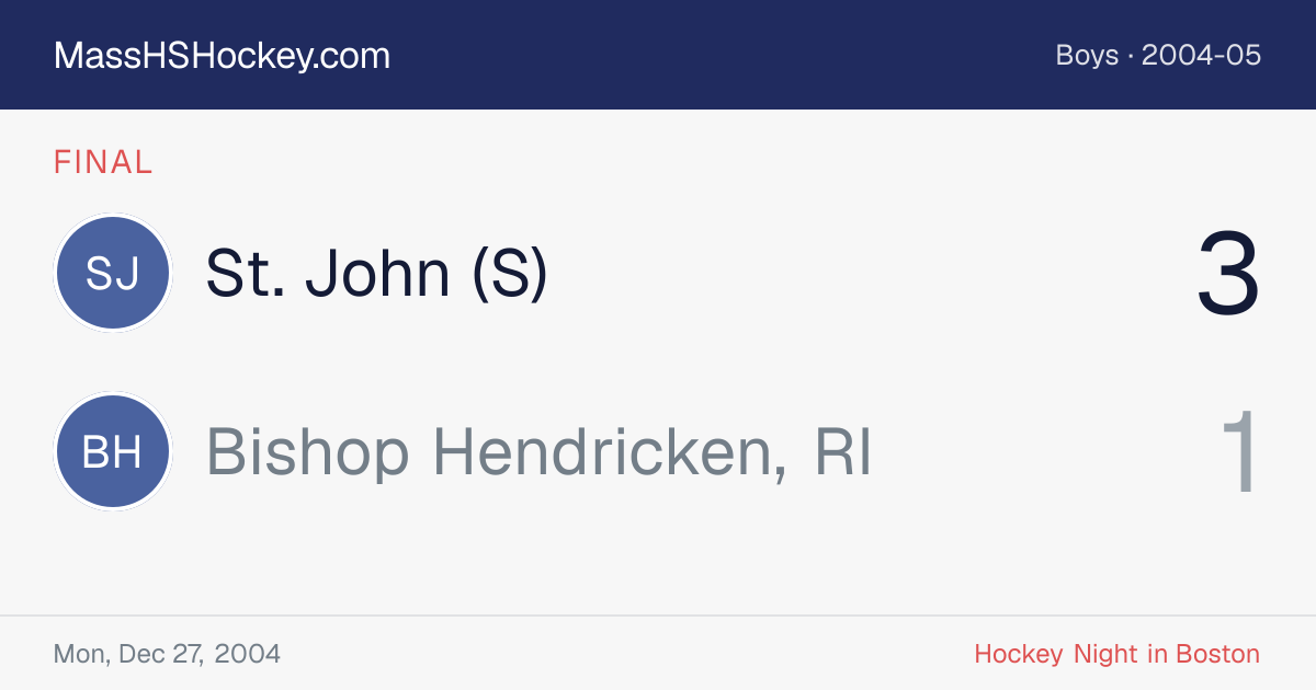 St. John (S) at Bishop Hendricken, RI score card