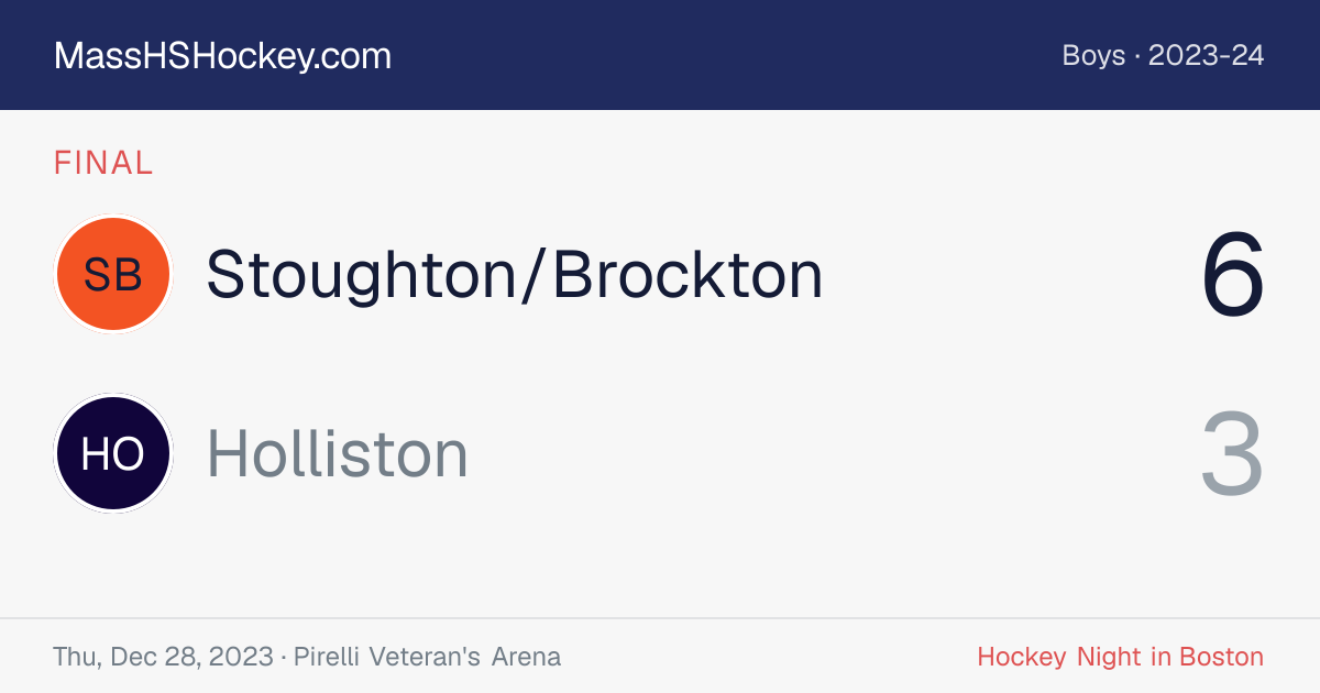 Stoughton/Brockton at Holliston score card