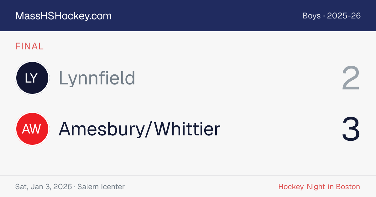 Lynnfield at Amesbury/Whittier score card