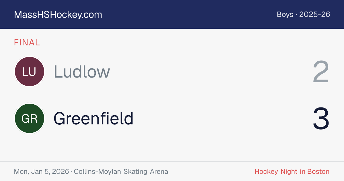 Ludlow at Greenfield score card