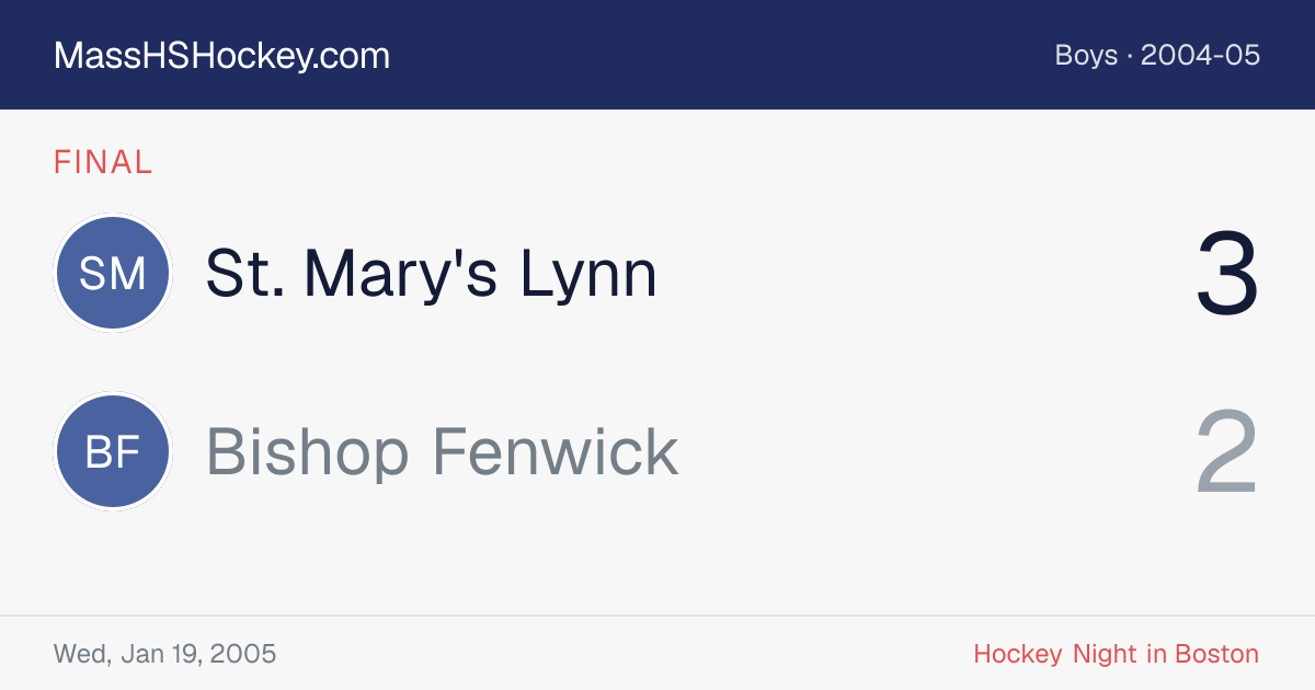 St. Mary's Lynn at Bishop Fenwick score card