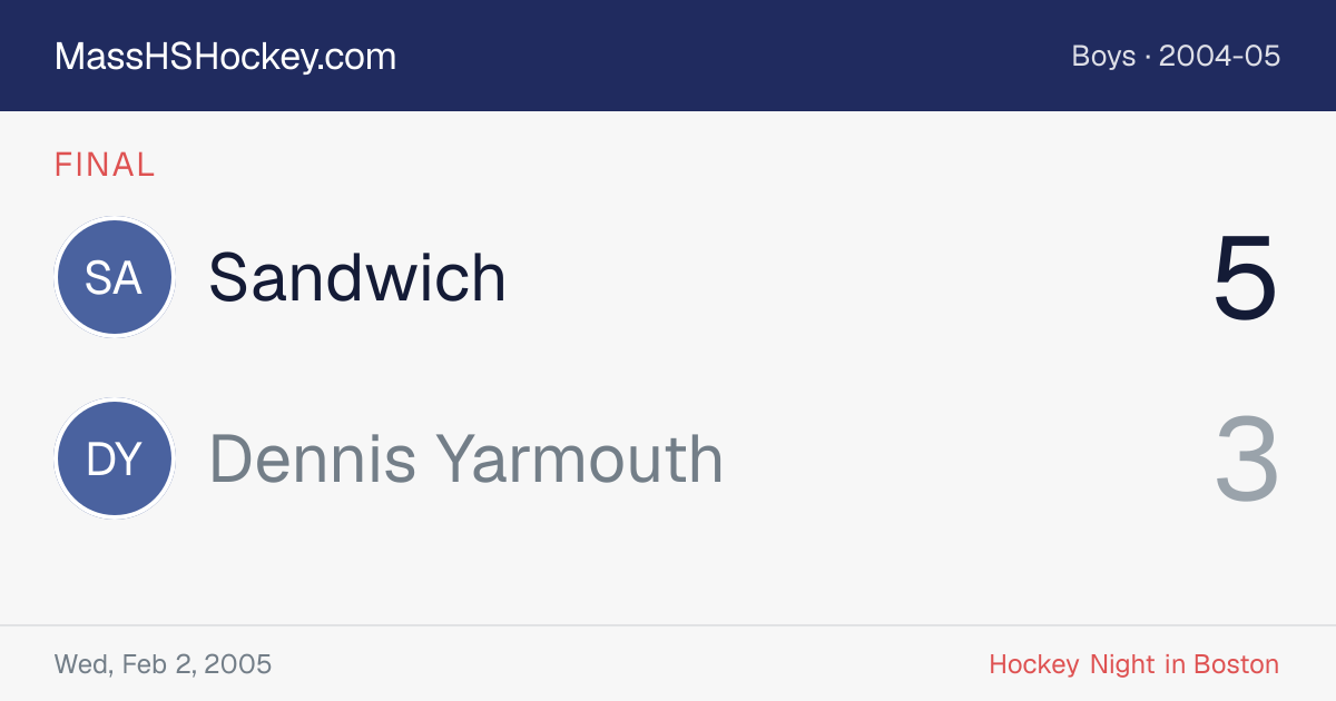 Sandwich at Dennis Yarmouth score card
